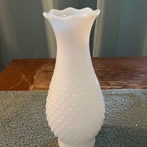 Vintage Milkglass Hobnail Hurricane Insert H 11.5 Top rim 3” bottom 2.5”